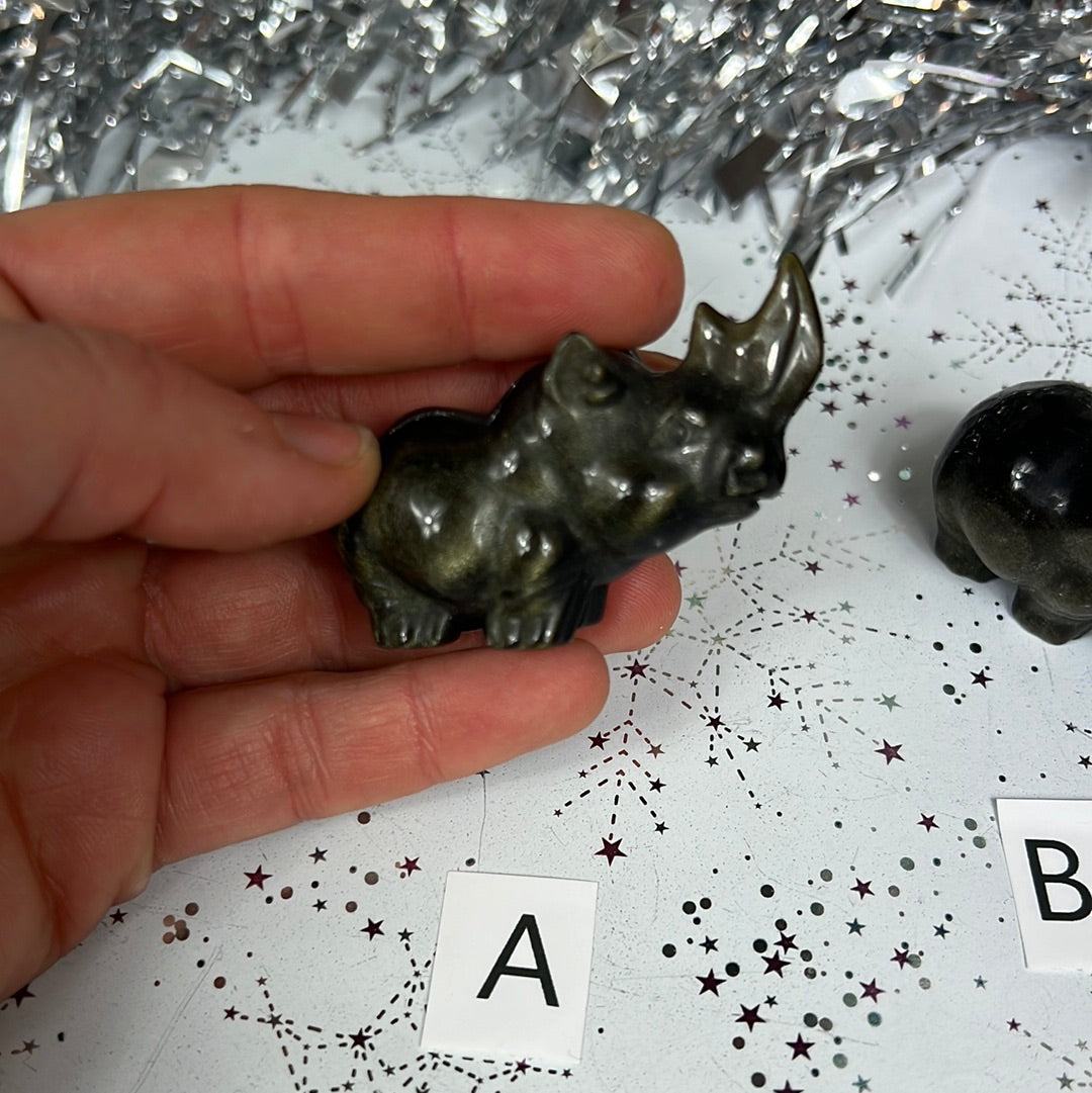 Golden Sheen Obsidian Rhino