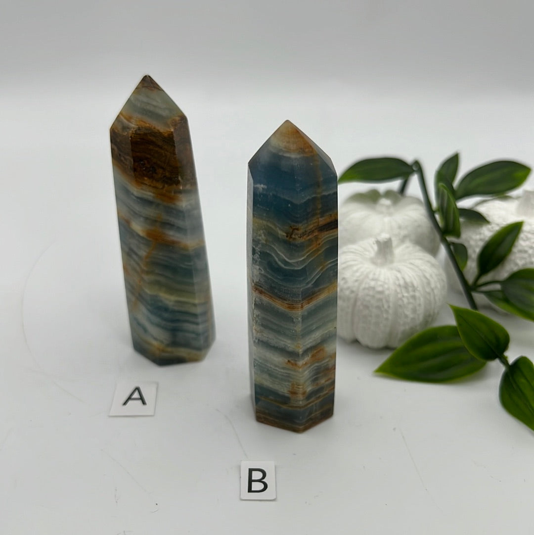 Aquatine Lemurian Calcite Tower (blue onyx)