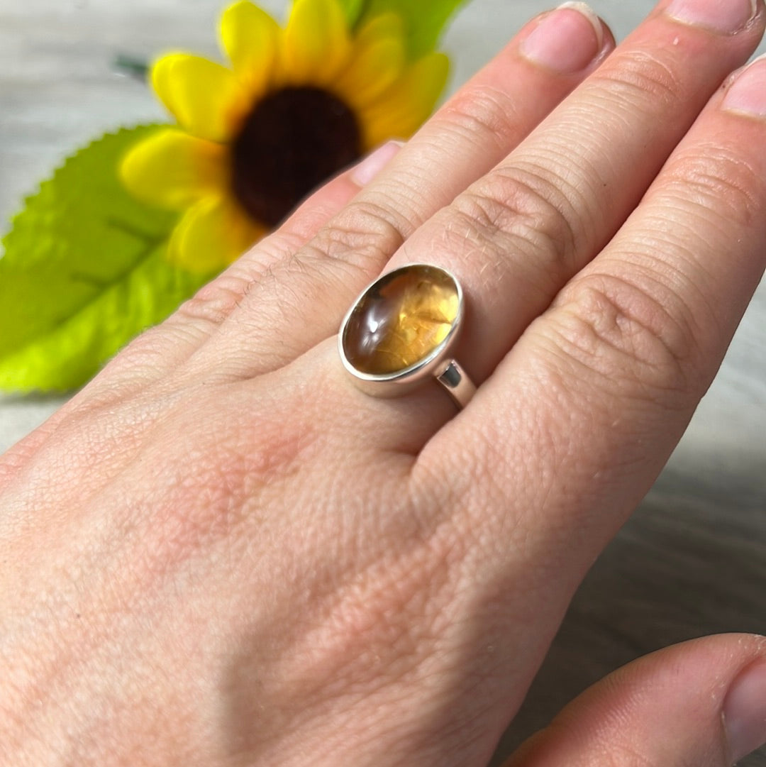 Citrine 925 Sterling Silver Ring - N 1/2