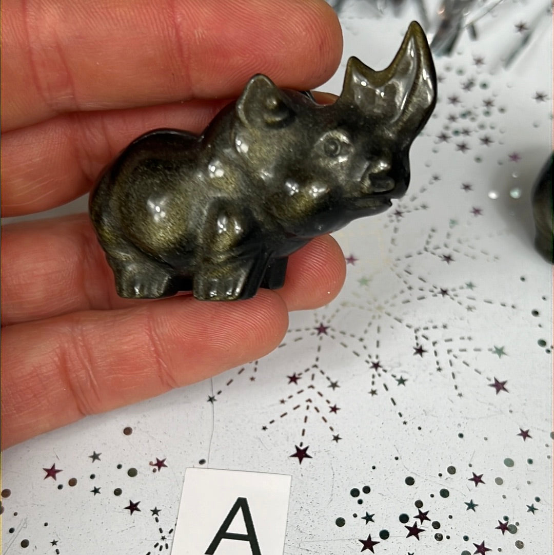 Golden Sheen Obsidian Rhino