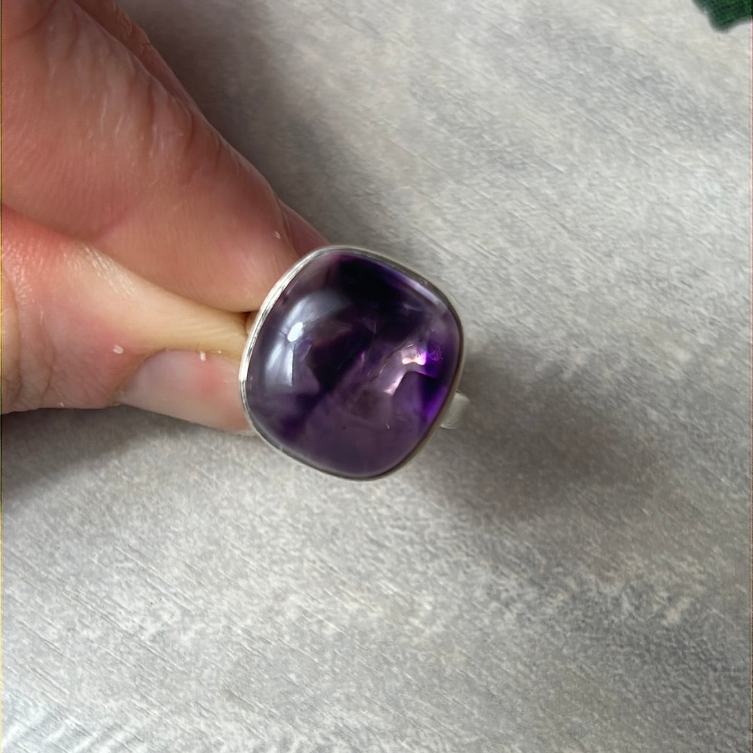 Amethyst 925 Sterling Silver Ring - Size L - L 1/2