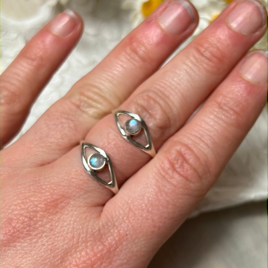 Moonstone Evil Eye 925 Silver Ring