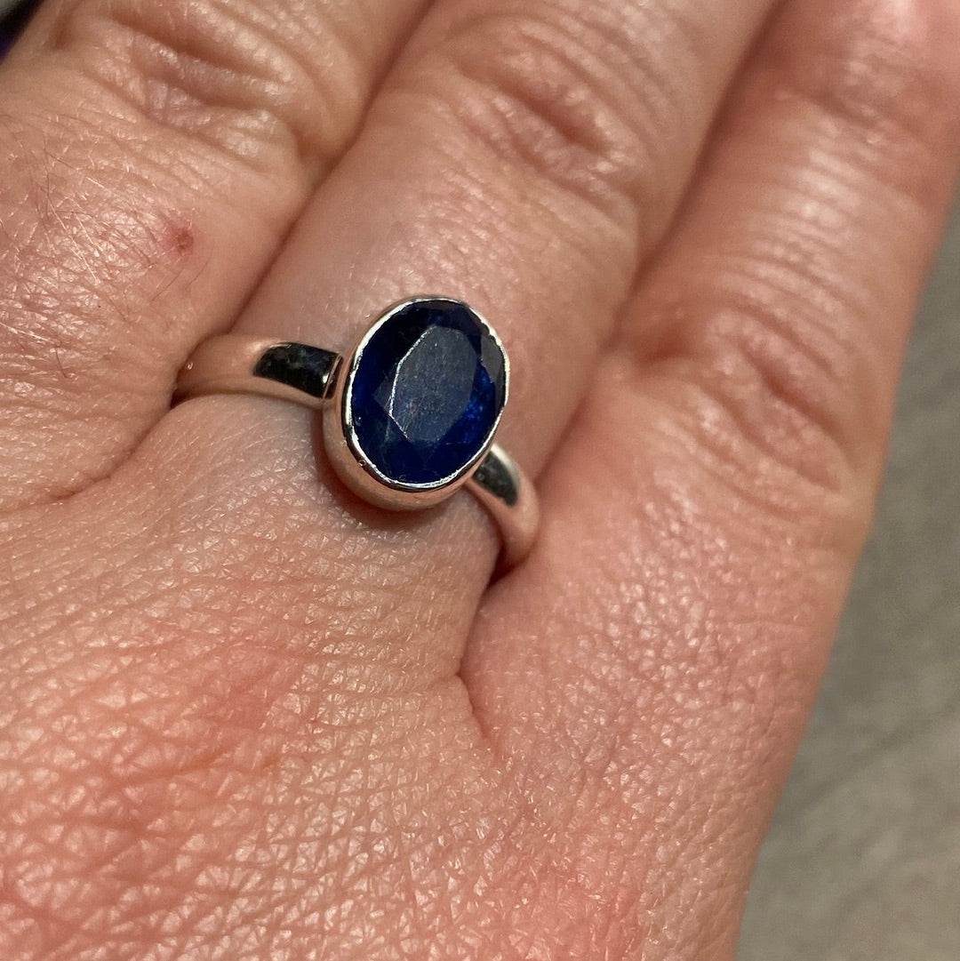 Kyanite Facet 925 Silver Ring -  Size N 1/2