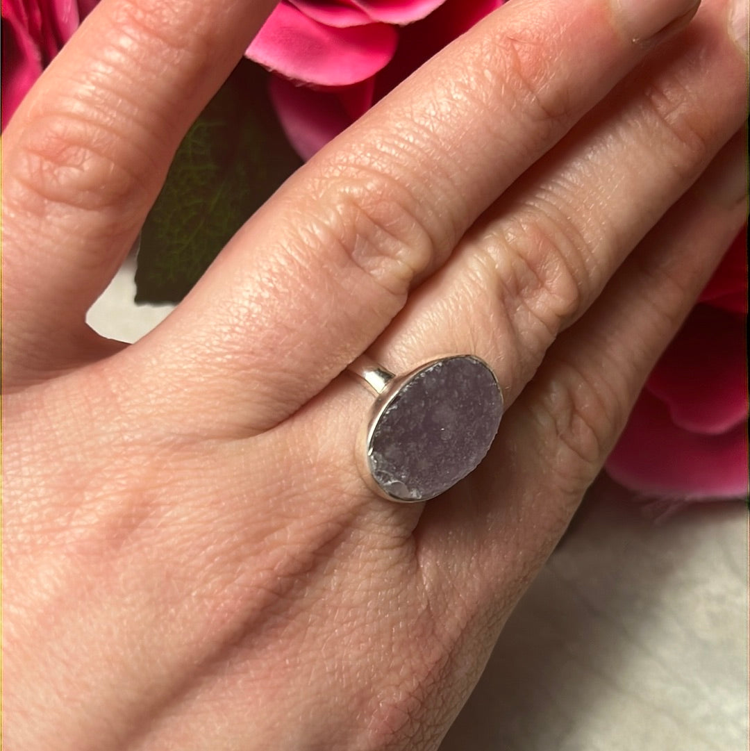 Grape Agate - RARE 925 Sterling Silver Ring - Size N 1/2