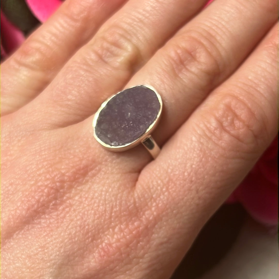 Grape Agate - RARE 925 Sterling Silver Ring - Size N 1/2
