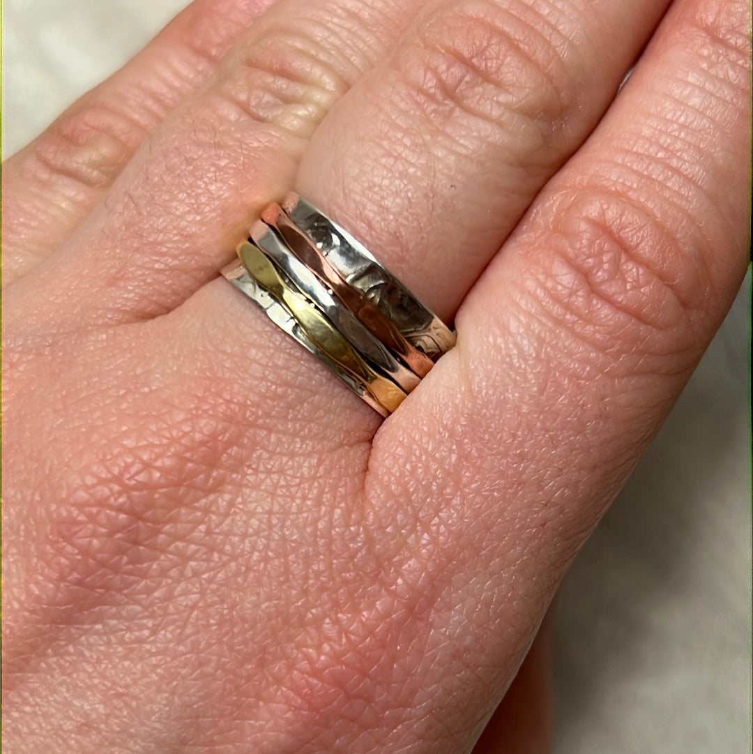 Fidget Spinner Sterling 925 Triple Band Ring