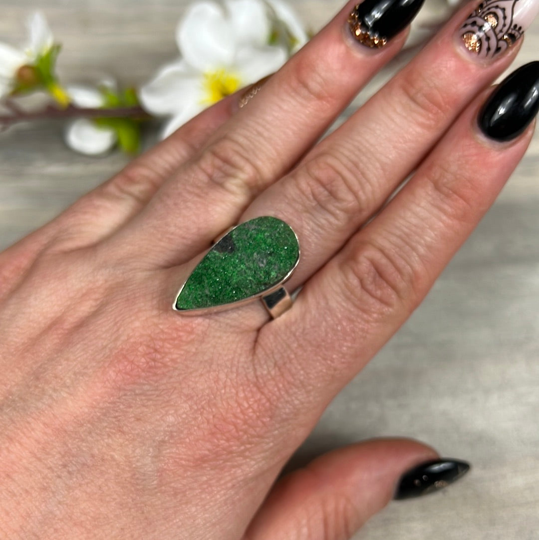 Uvarovite 925 Sterling Silver Ring -  Size T