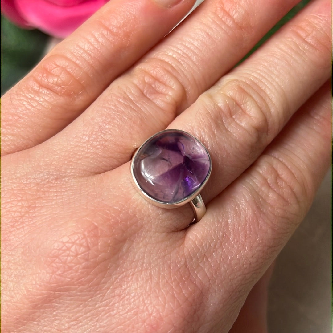 Amethyst 925 Sterling Silver Ring - Size P 1/2