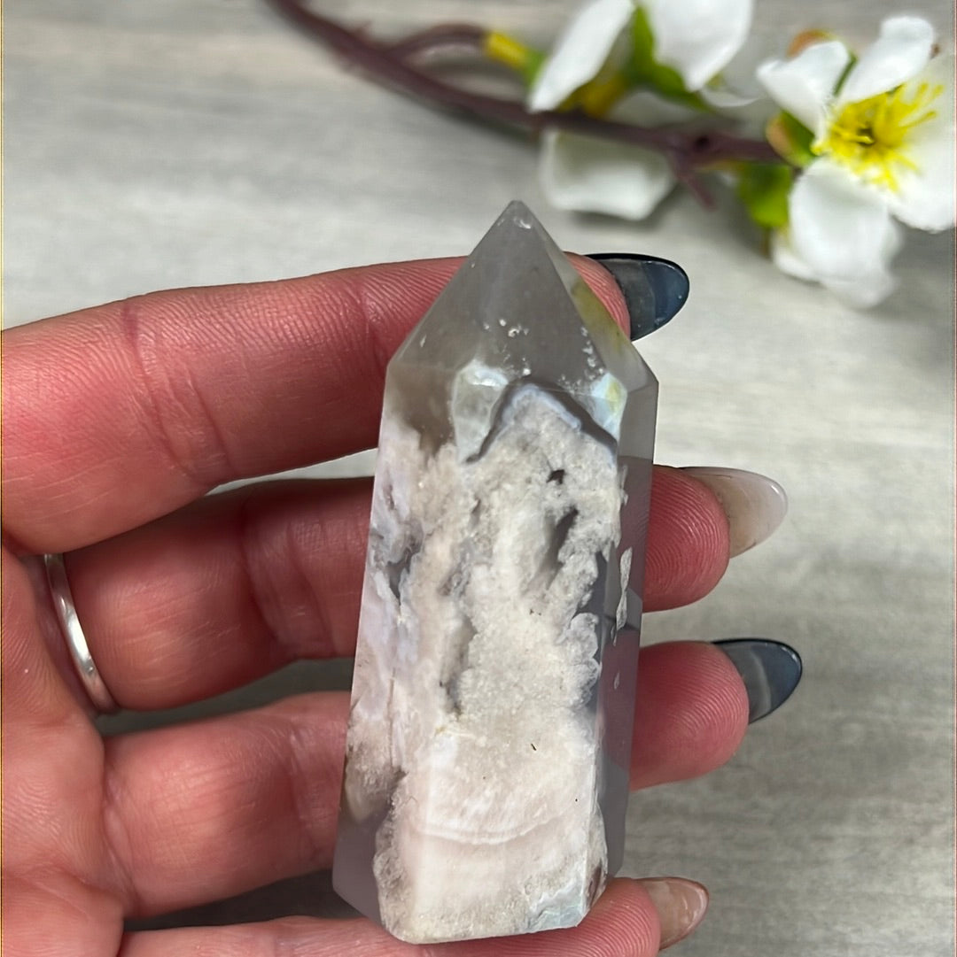 Flower Agate Tower Point