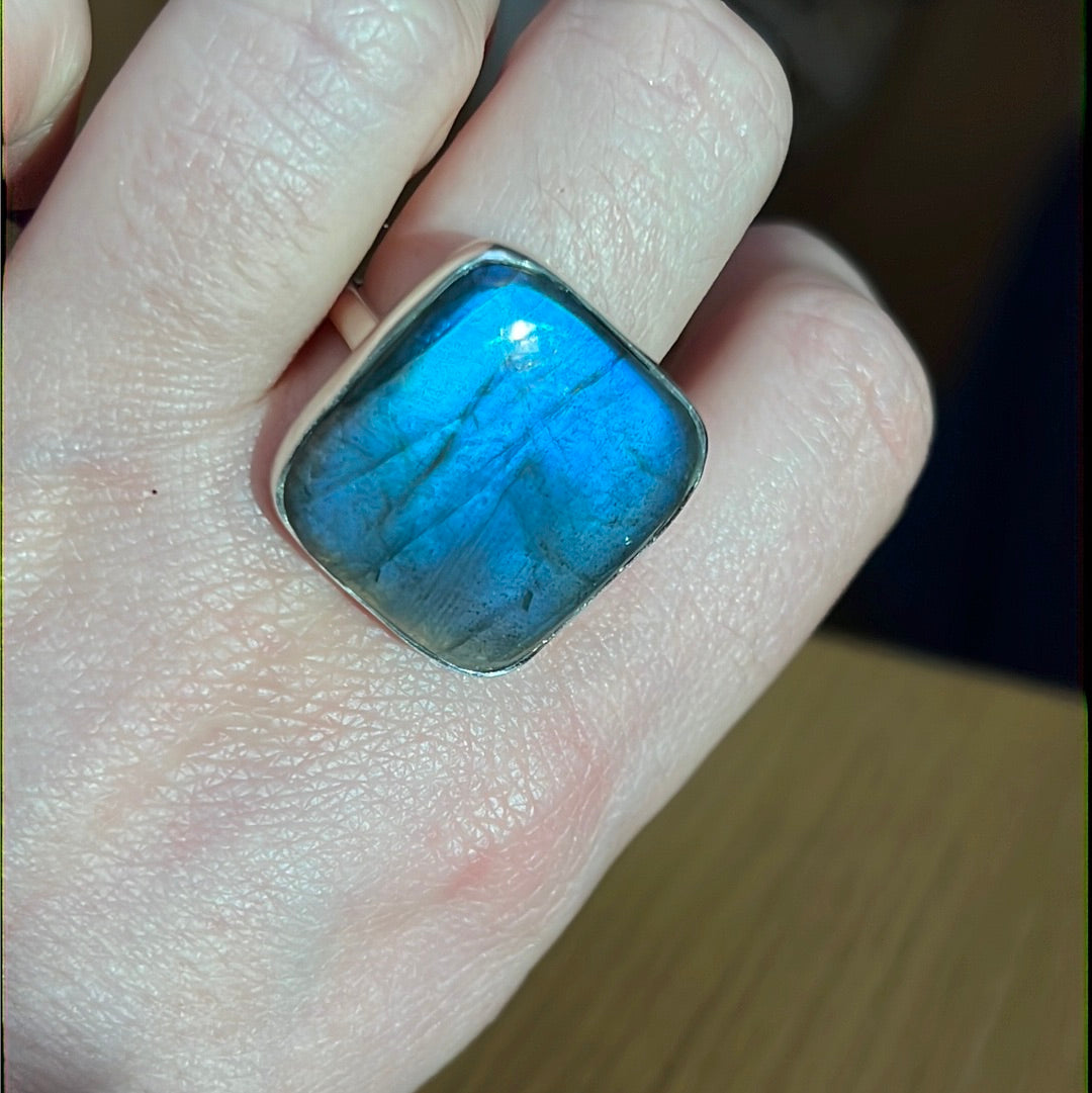 Labradorite AA GRADE 925 Silver Ring -  Size S - S 1/2