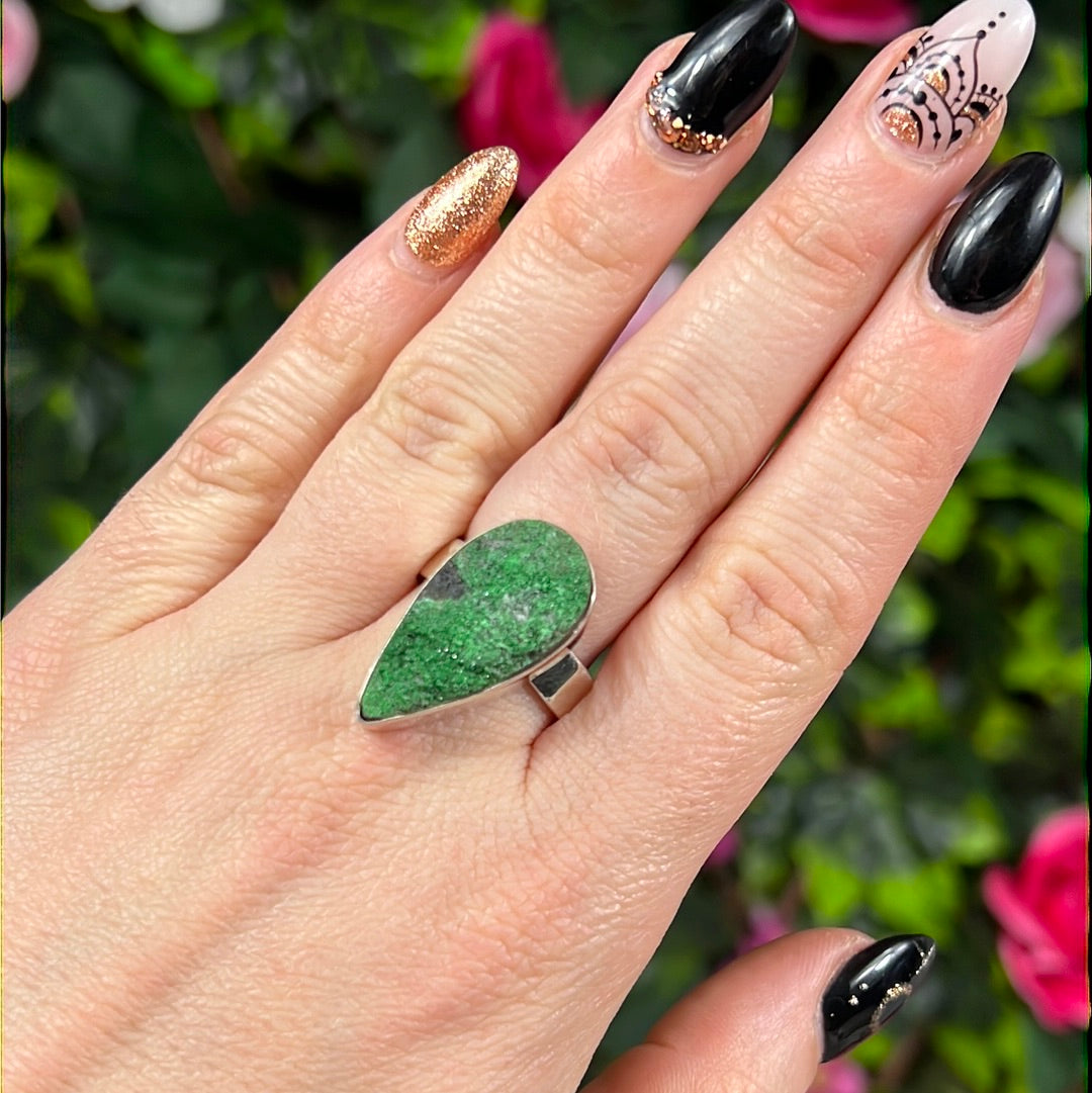 Uvarovite 925 Sterling Silver Ring -  Size T