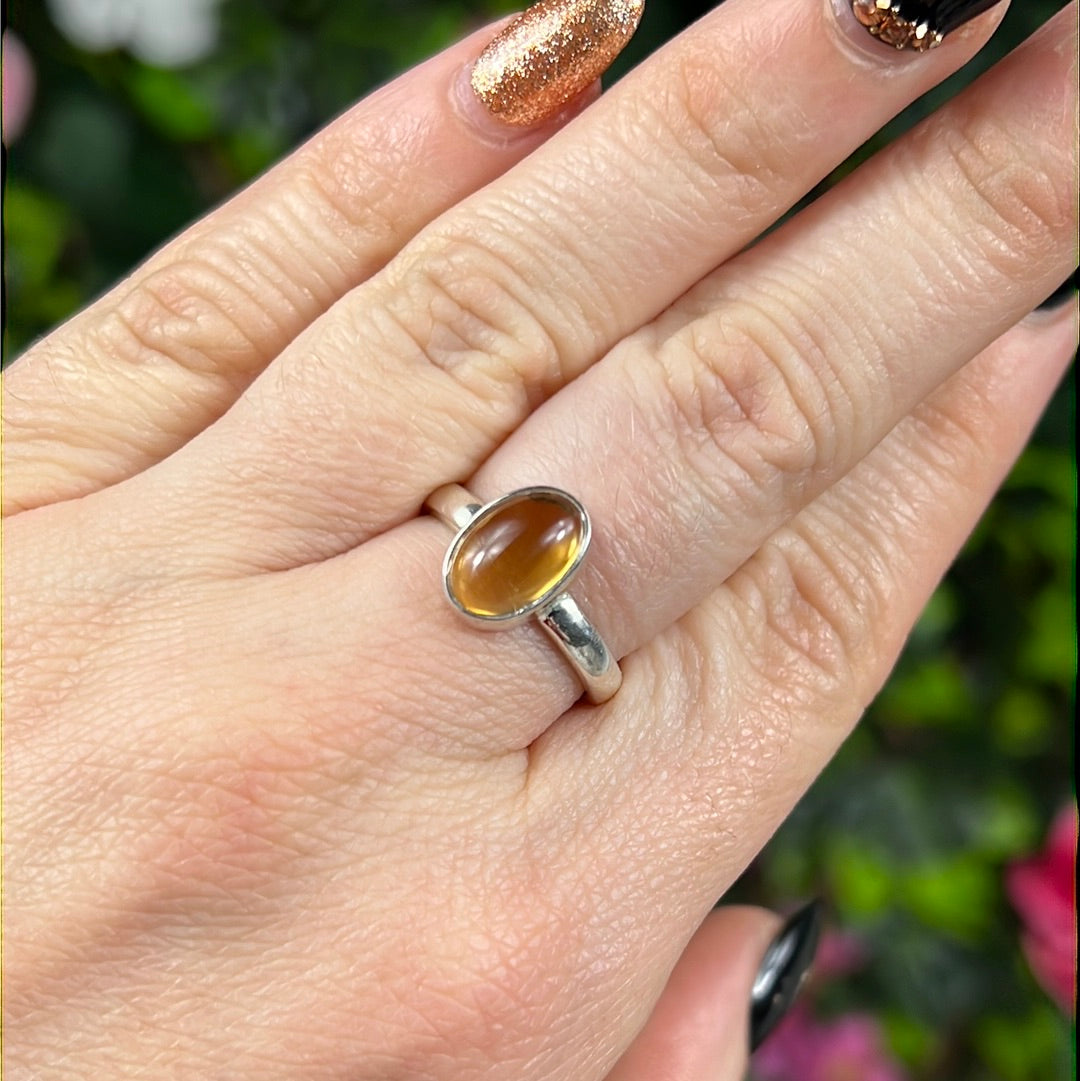 Citrine 925 Sterling Silver Ring -  Size M