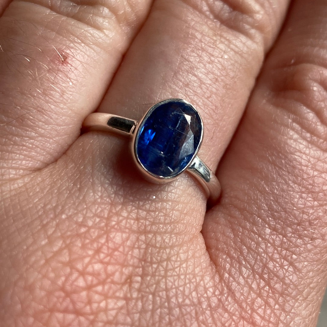 Kyanite Facet 925 Silver Ring -  Size N 1/2