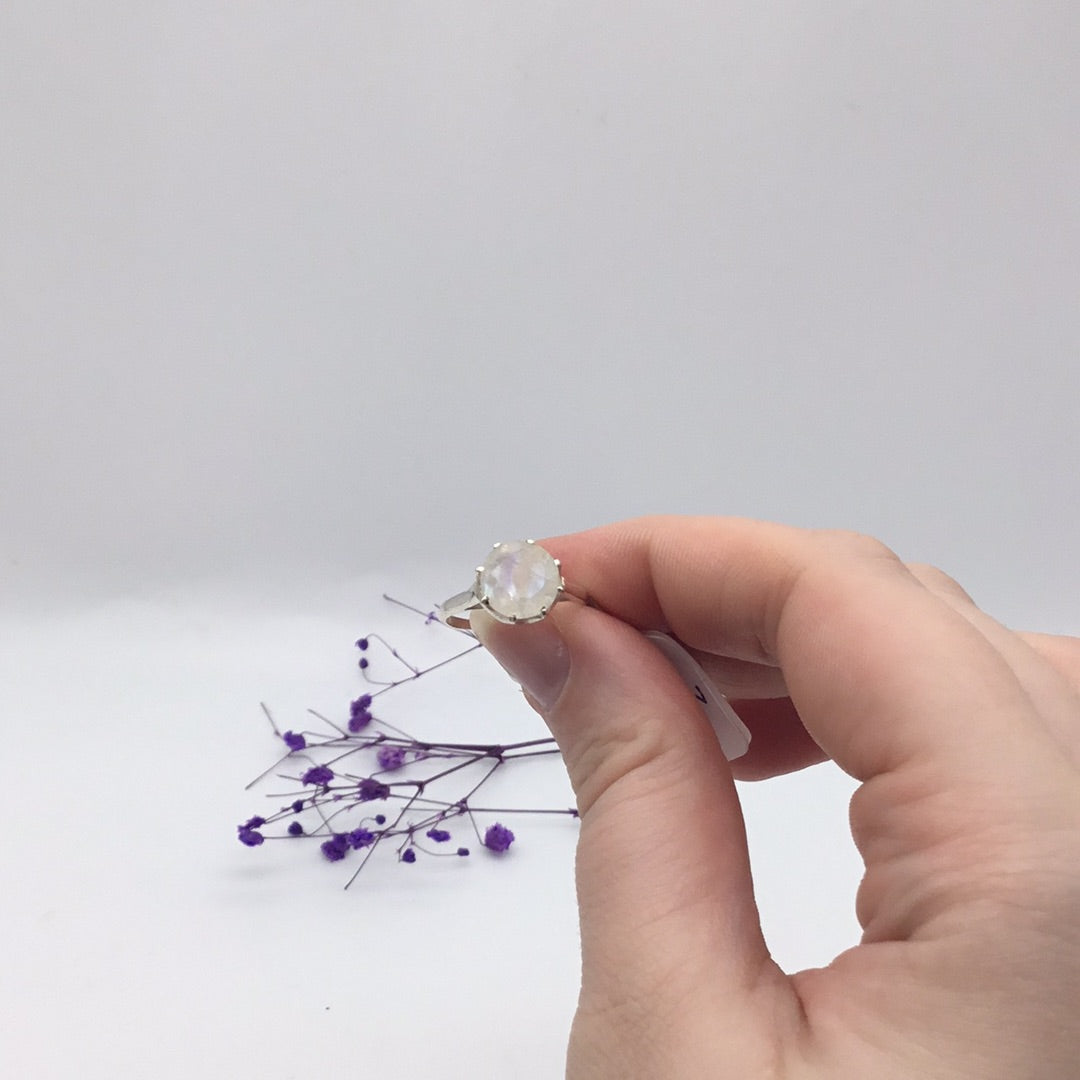 Moonstone 925 Sterling Silver Ring -  Size L 1/2 - M