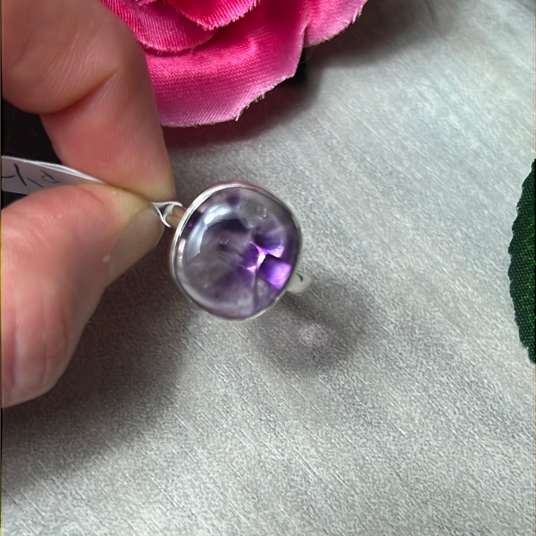 Amethyst 925 Sterling Silver Ring - Size P 1/2