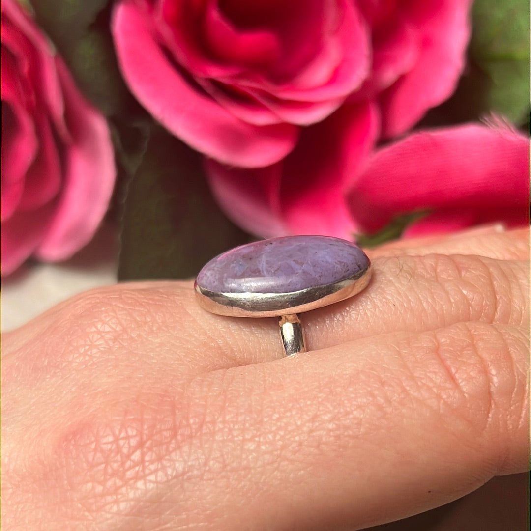 Purple Jade Natural 925 Sterling Silver Ring -  Size P - P 1/2