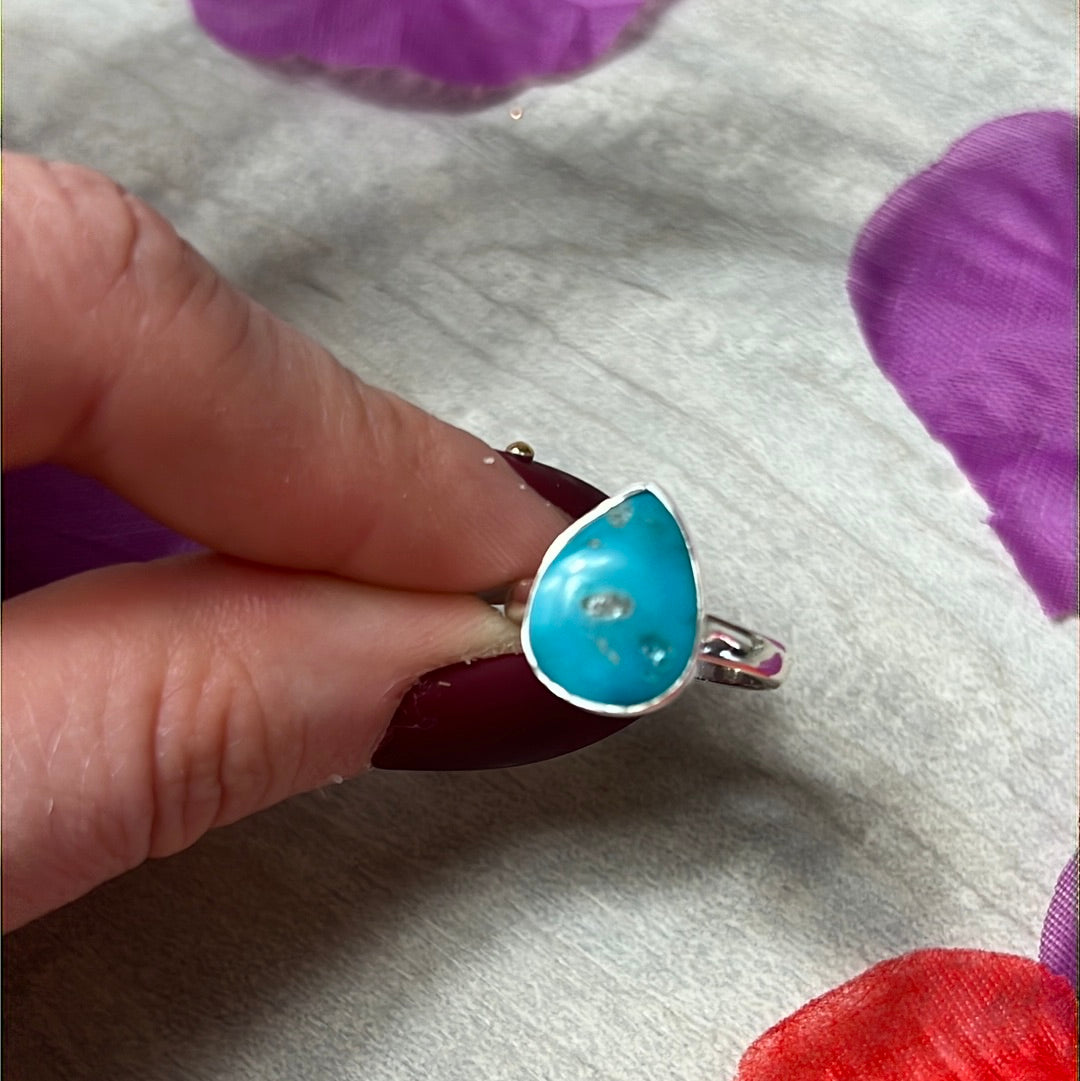 Turquoise Sleeping Beauty  - RARE 925 Ring - Size  L 1/2 - M