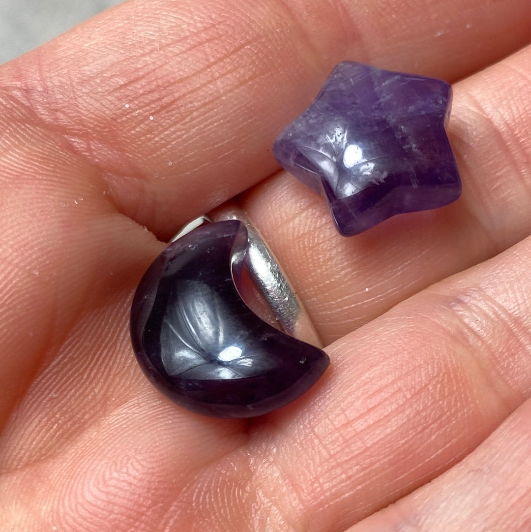 Amethyst Mini Moon Star Pair