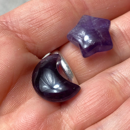 Amethyst Mini Moon Star Pair