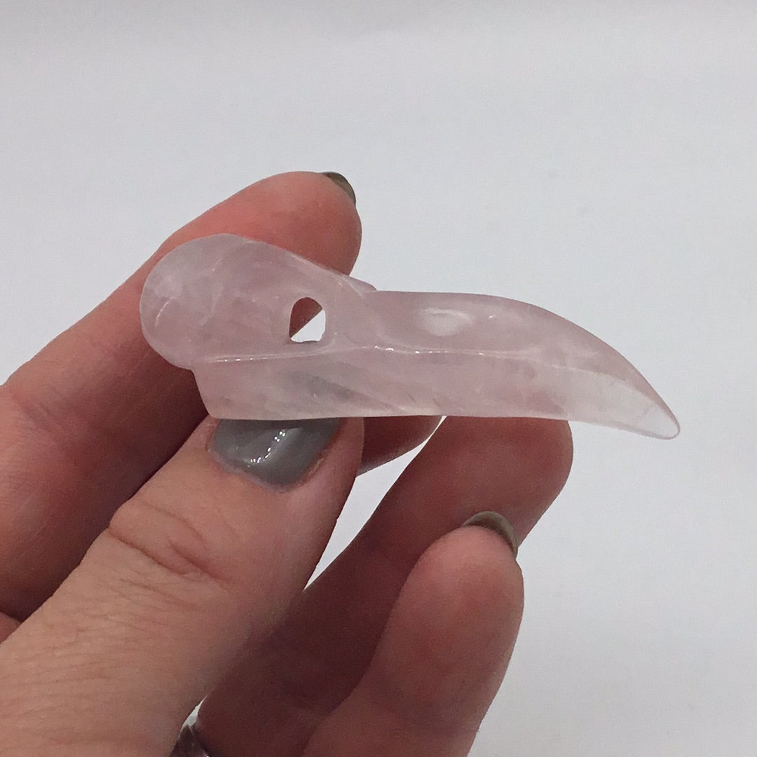 Rose Quartz Raven / Crow Skull