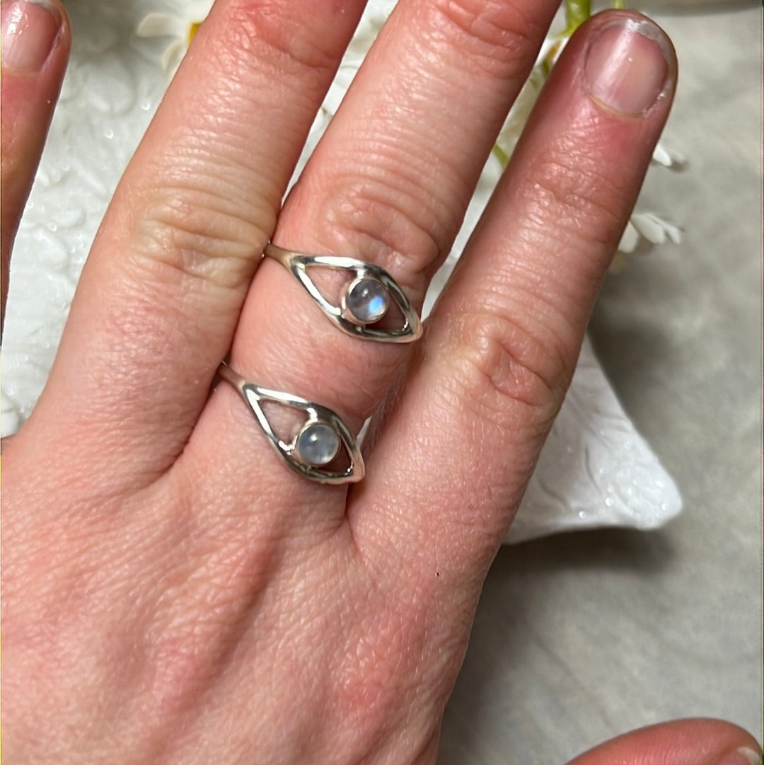 Moonstone Evil Eye 925 Silver Ring