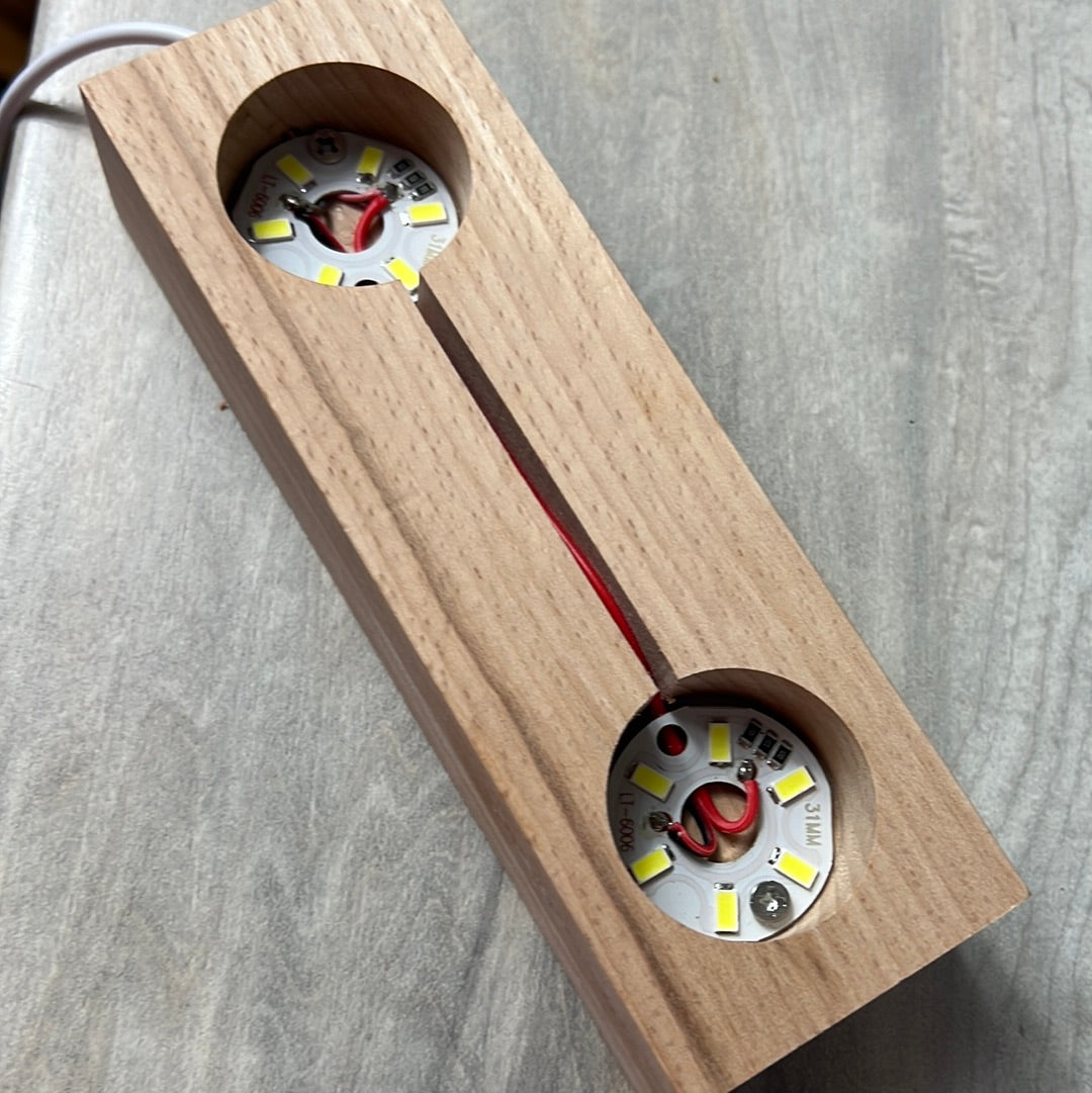 Wood Double 2 Light base stand lamp - USB