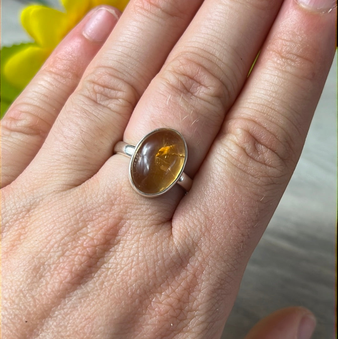 Citrine 925 Sterling Silver Ring - N 1/2