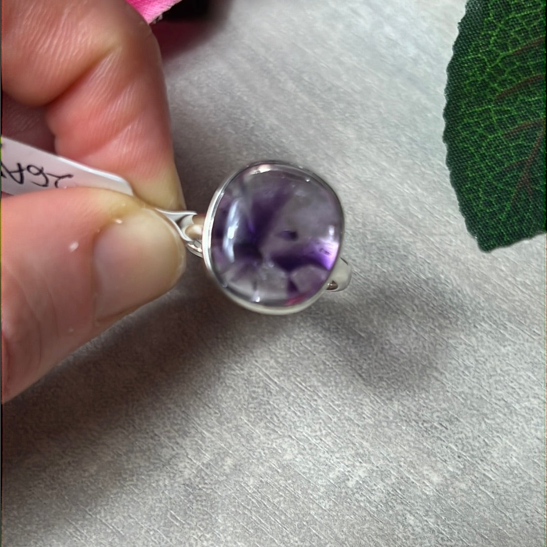 Amethyst 925 Sterling Silver Ring - Size P 1/2