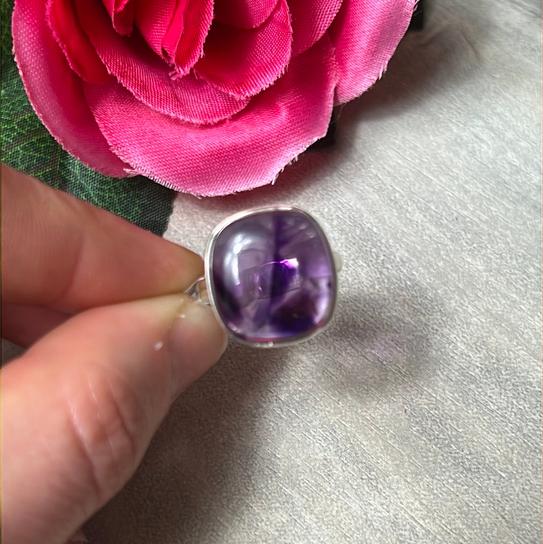 Amethyst 925 Sterling Silver Ring - Size L - L 1/2