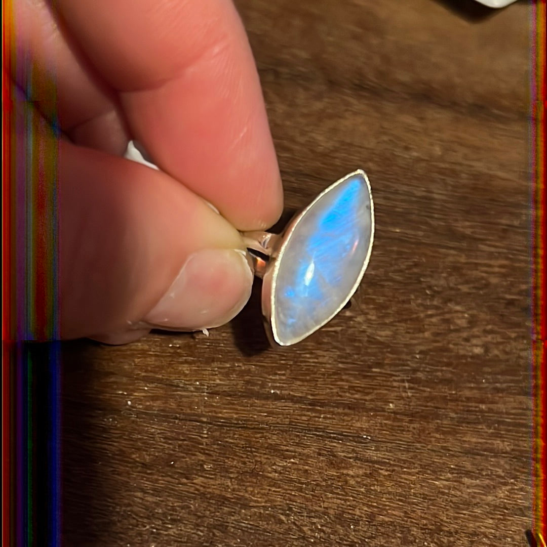 Moonstone 925 Sterling Silver Ring -  Size L