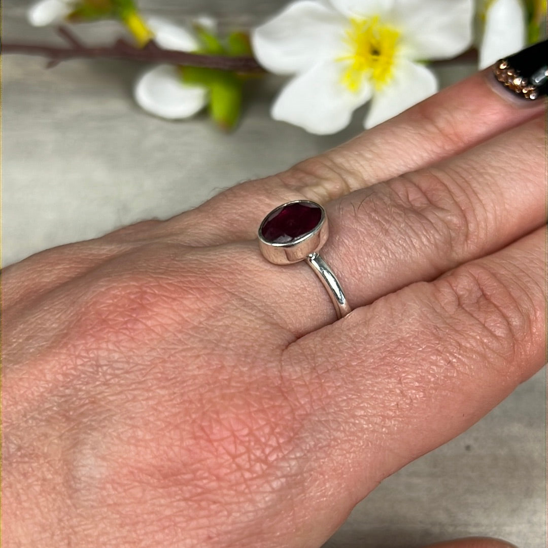 Ruby Facet 925 Ring - Size O
