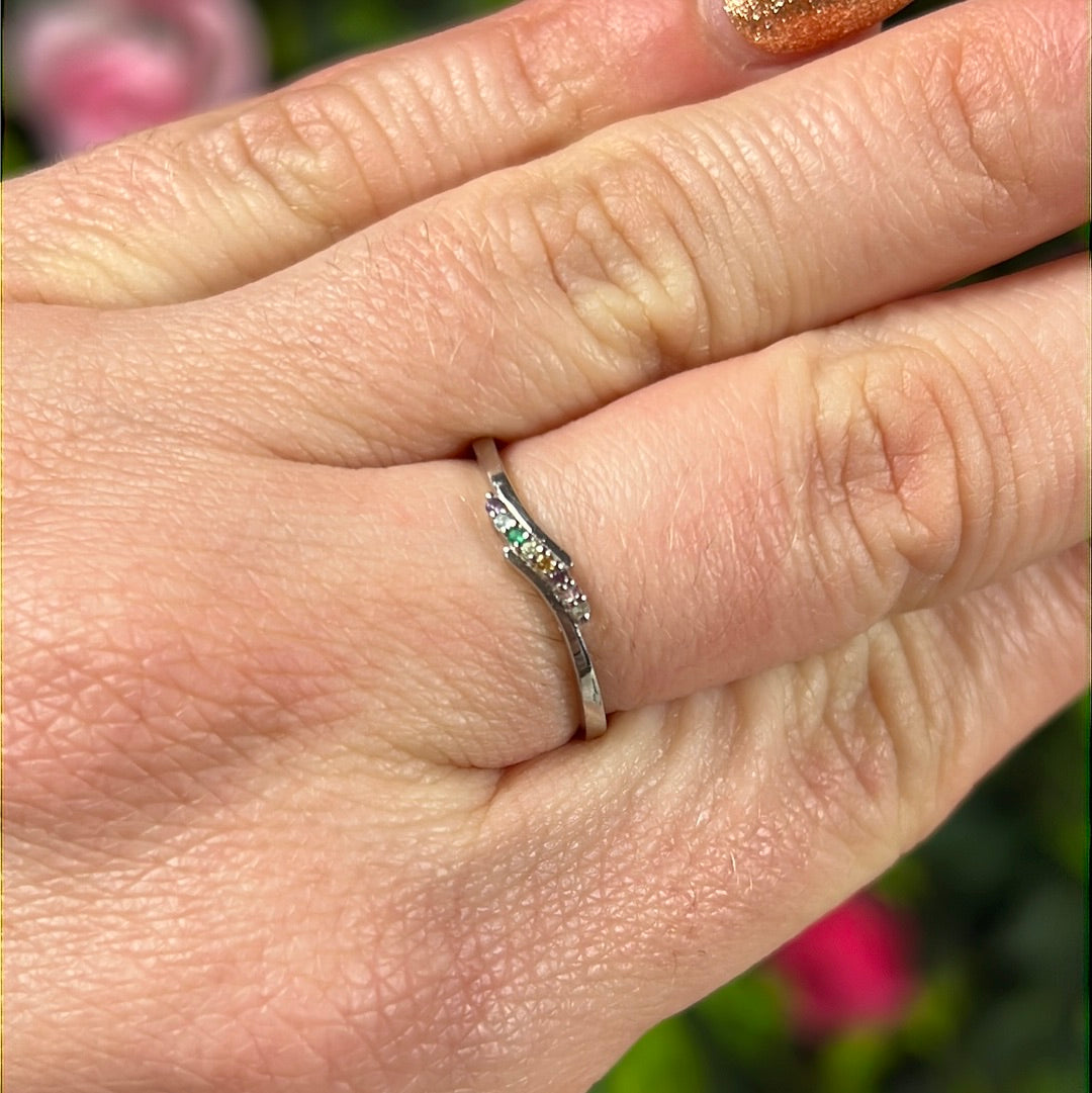 Multi Mix 925 Silver Ring - Size L 1/2