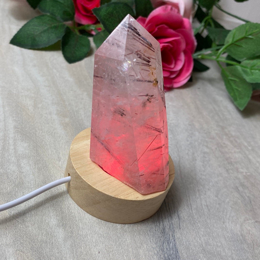 Wood Multicoloured Light lamp base stand - USB 60mm
