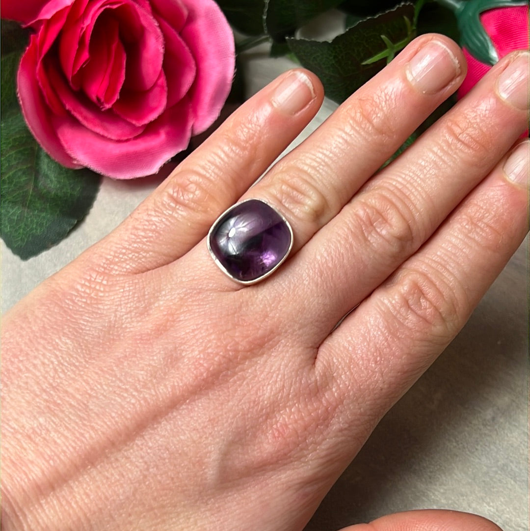 Amethyst 925 Sterling Silver Ring - Size L - L 1/2