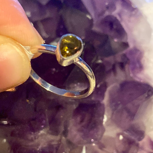 Green Tourmaline 925 Sterling Silver Ring -  Size M - M 1/2