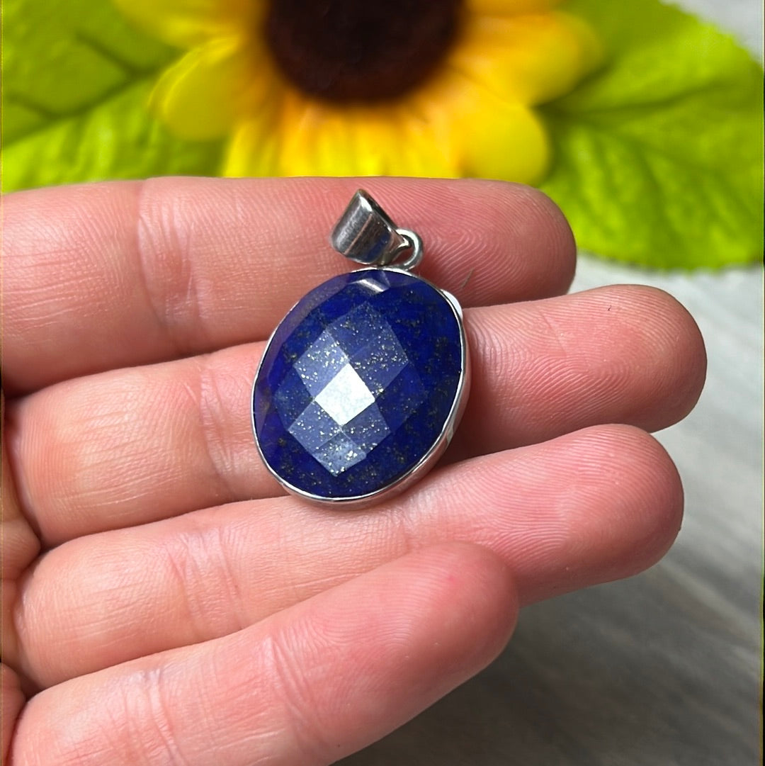 Lapis Facet 925 Sterling Pendant