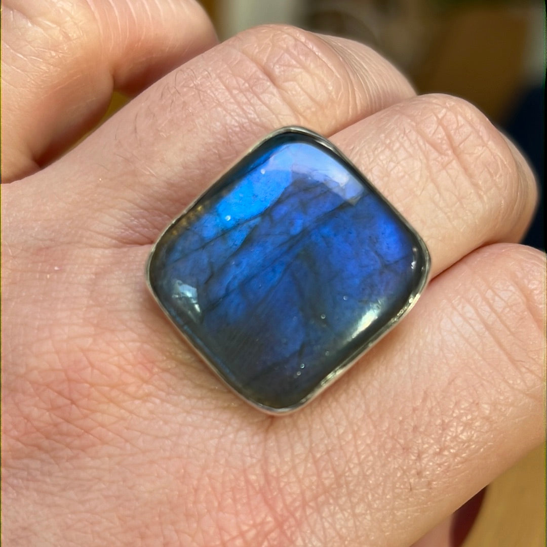 Labradorite AA GRADE 925 Silver Ring -  Size S - S 1/2