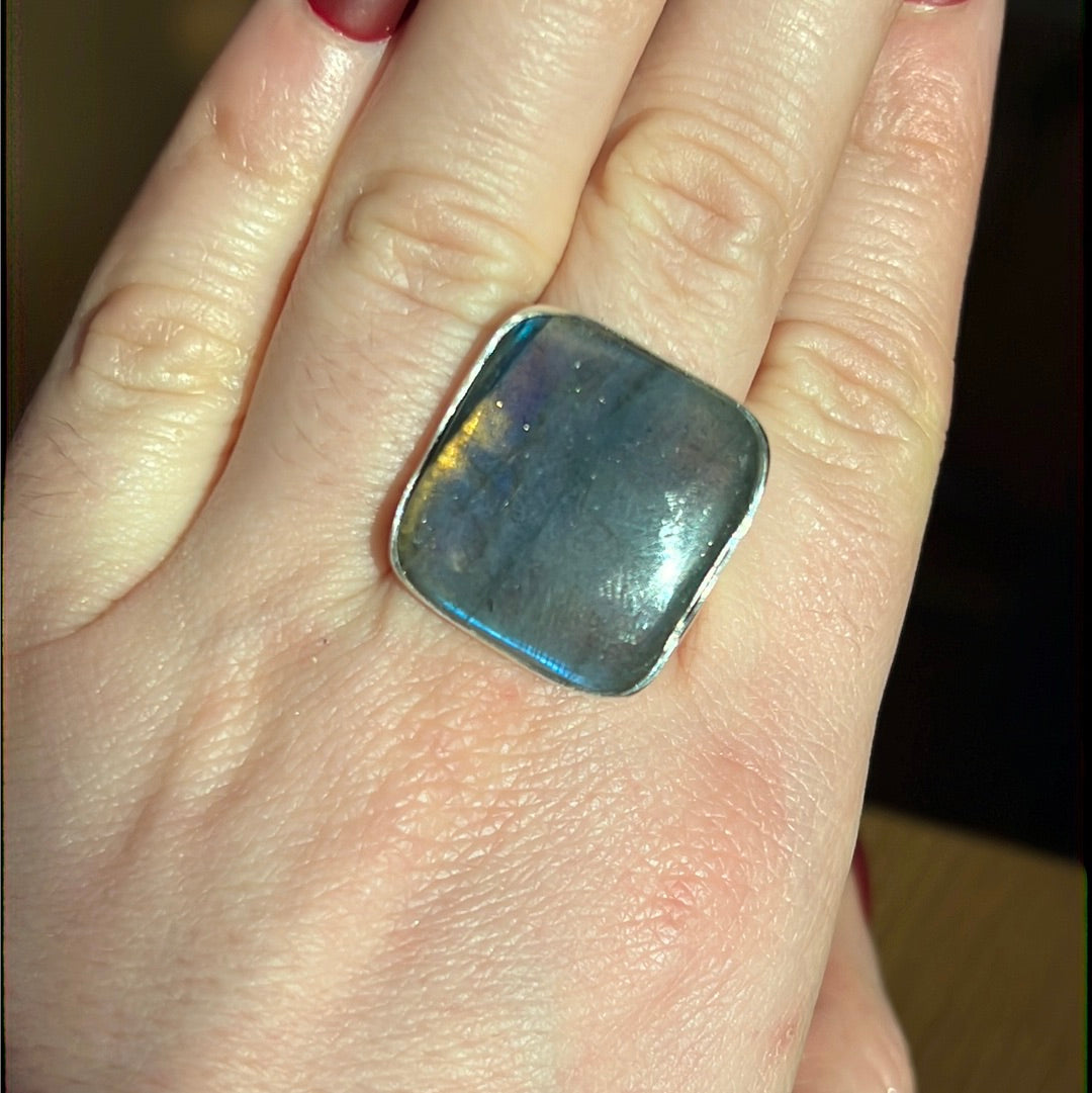 Labradorite AA GRADE 925 Silver Ring -  Size S - S 1/2
