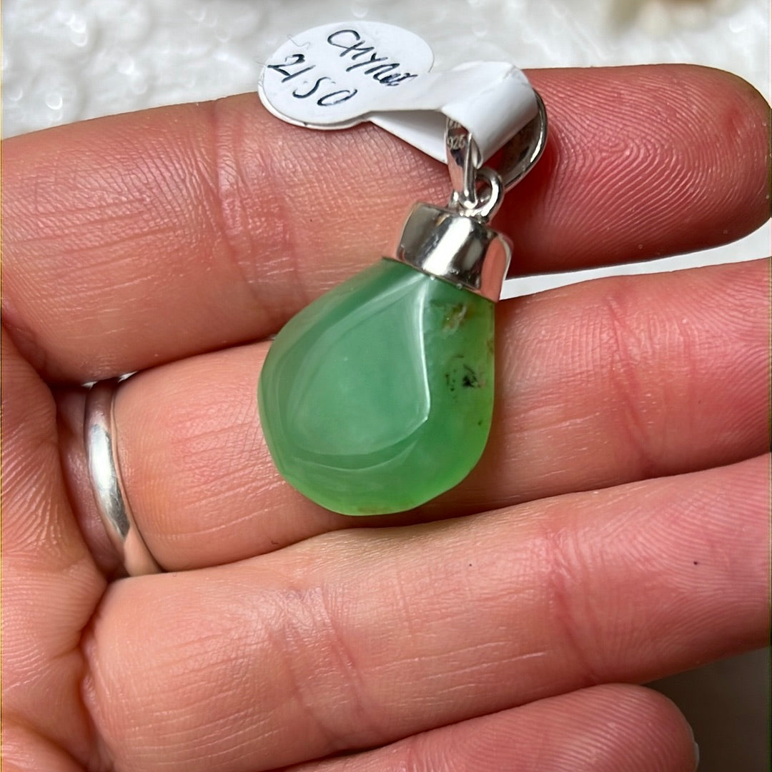 Chrysoprase 925 Sterling Silver Pendant