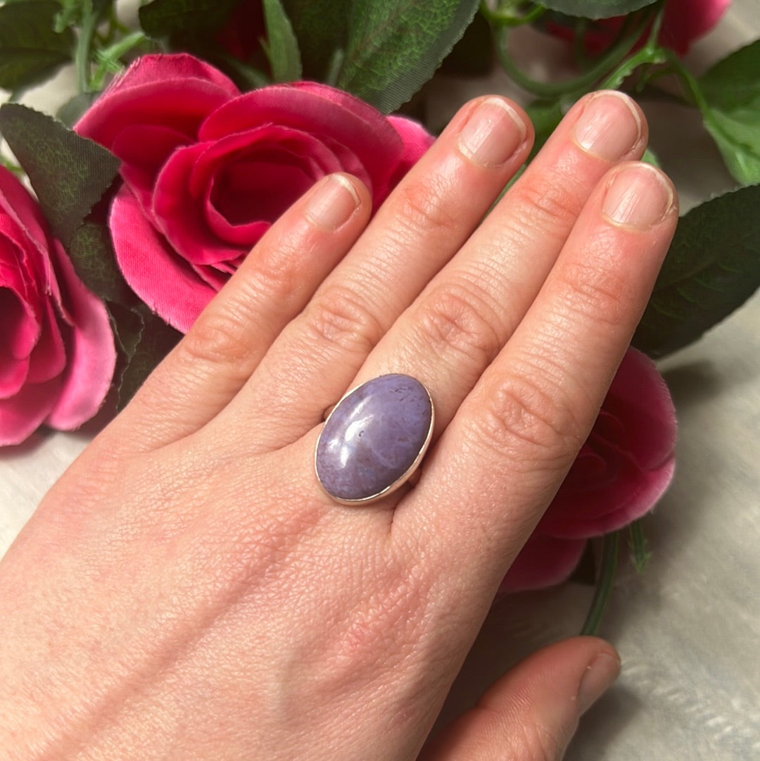 Purple Jade Natural 925 Sterling Silver Ring -  Size P - P 1/2
