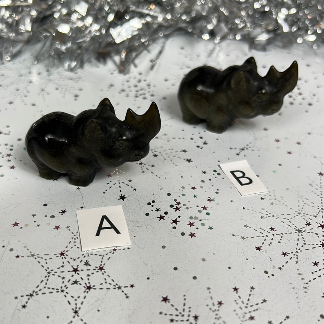 Golden Sheen Obsidian Rhino