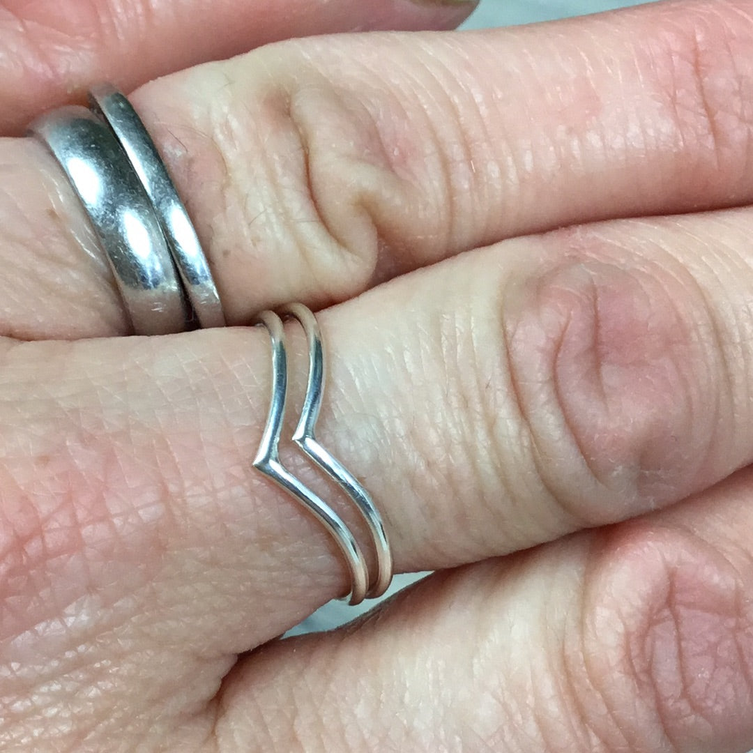 Dual Wishbone 925 Sterling Silver Stacker Ring
