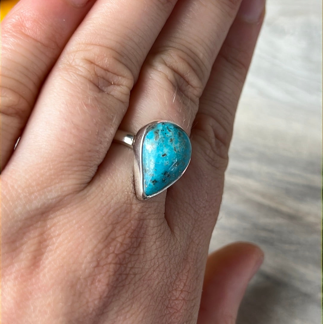 Andean Blue Opal 925 Sterling Silver Ring -  Size N 1/2