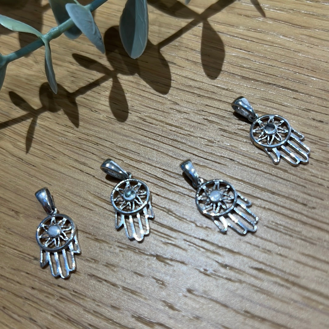 Dream Catcher Hamsa Sterling Silver Pendant