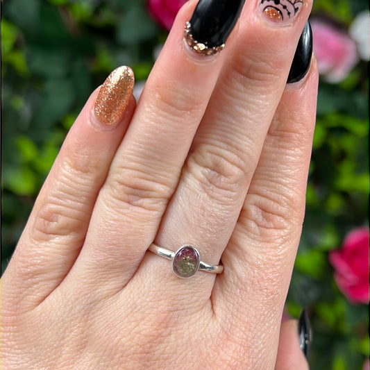 Watermelon Tourmaline 925 Ring - Size O