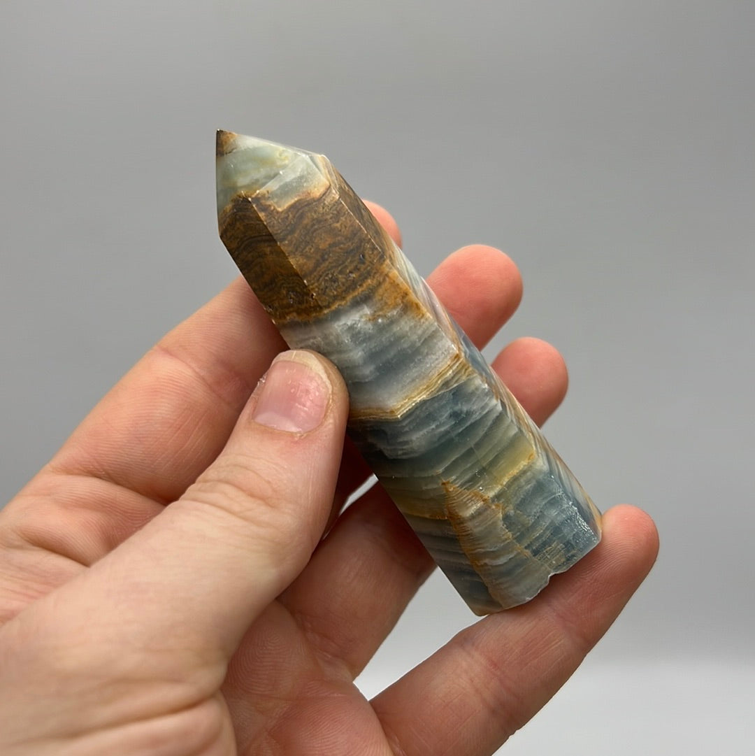 Aquatine Lemurian Calcite Tower (blue onyx)