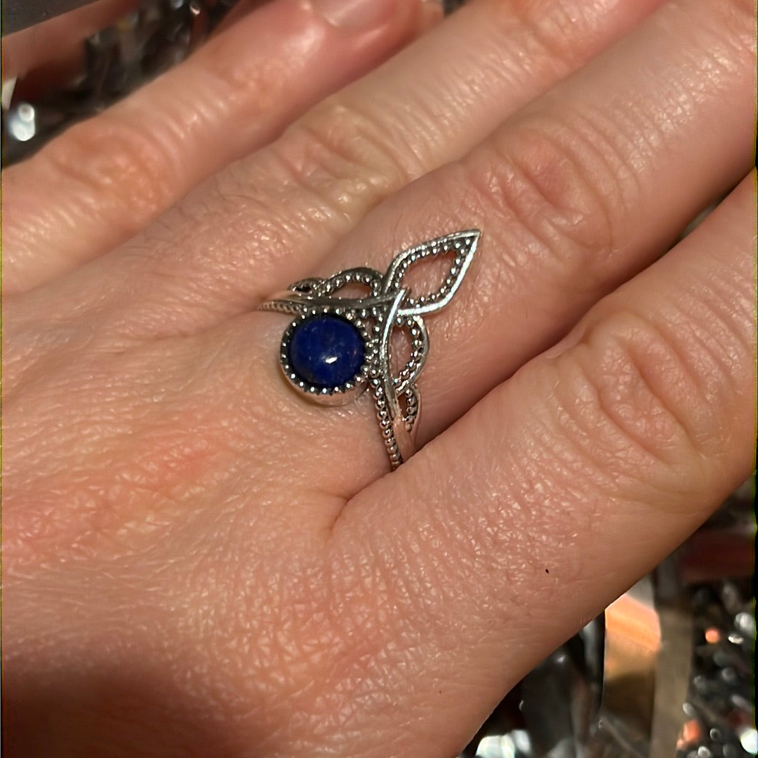 Lapis Crown 925 Silver Ring - Size N 1/2 - O