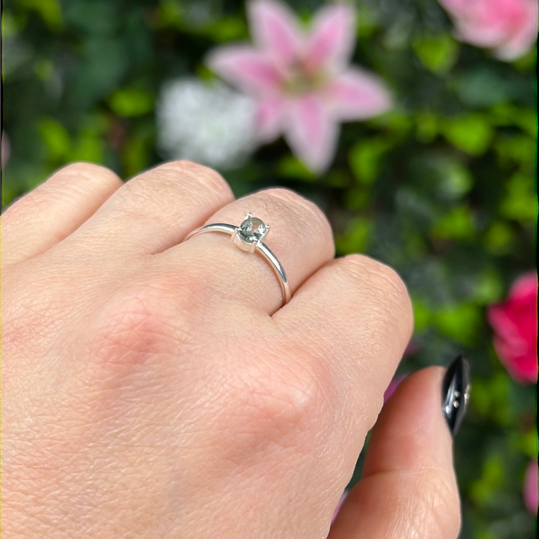 Blue Tourmaline Facet 925 Silver Ring - Size Q