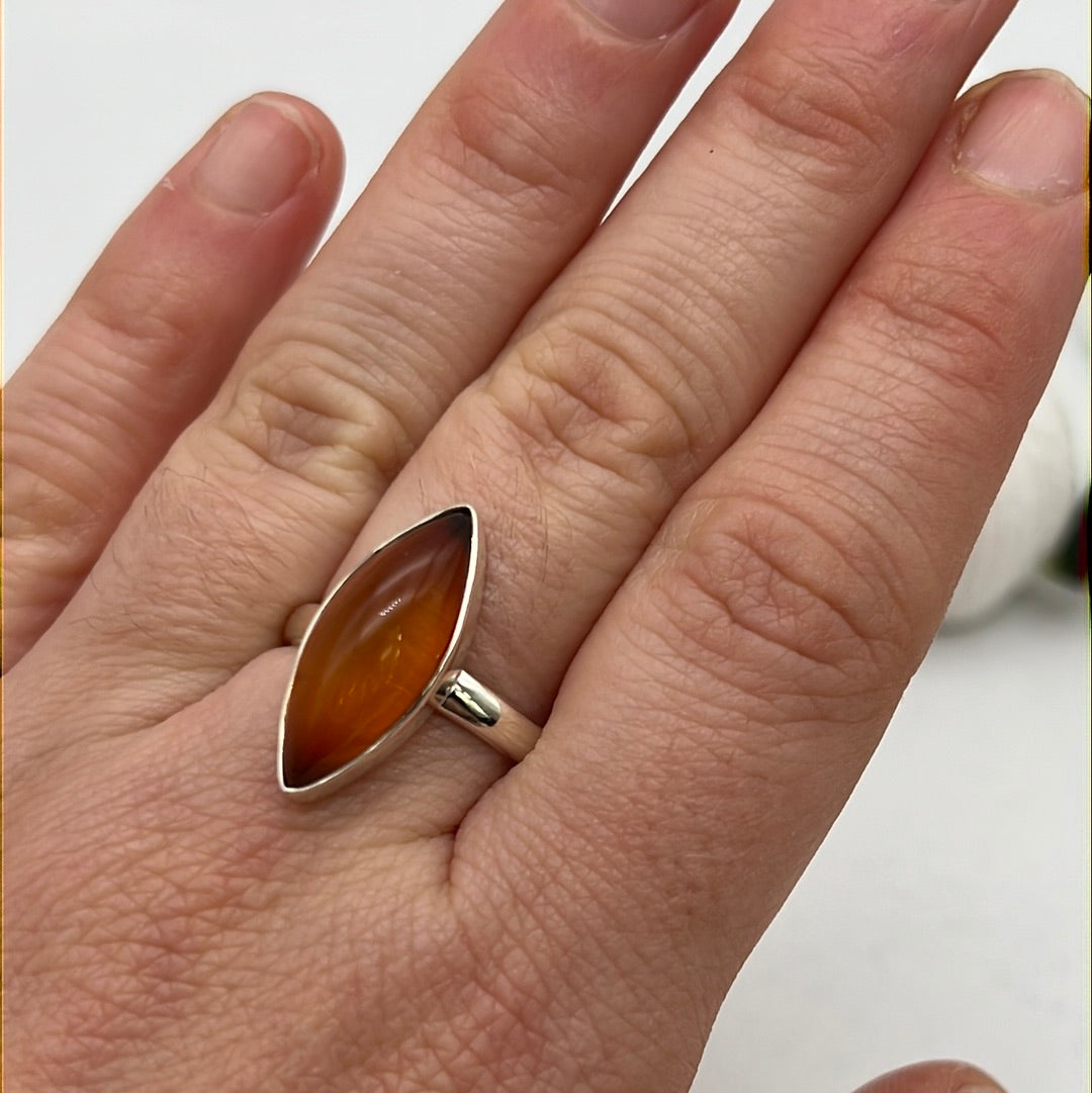 Amber 925 Sterling Silver Ring O 1/2