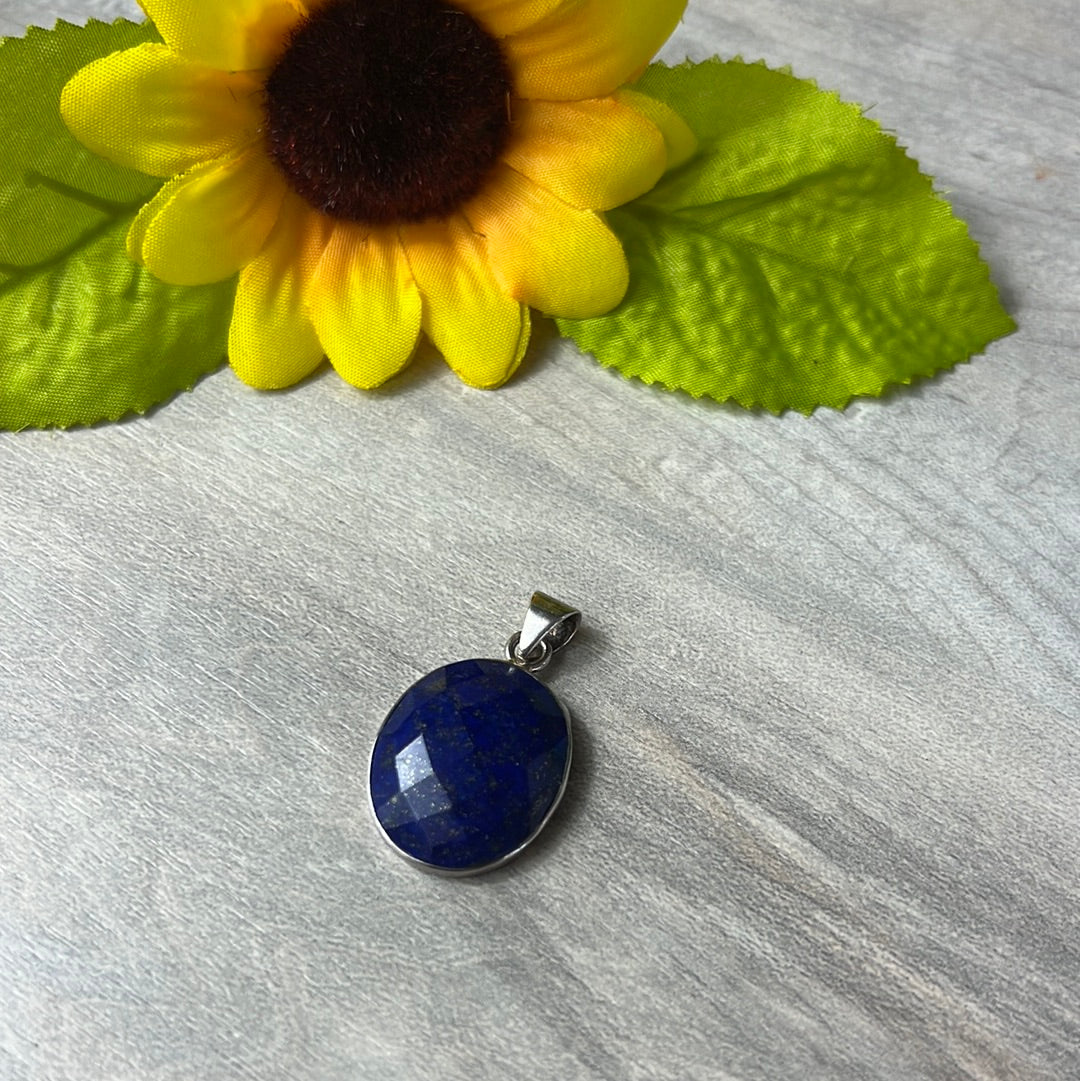 Lapis Facet 925 Sterling Pendant